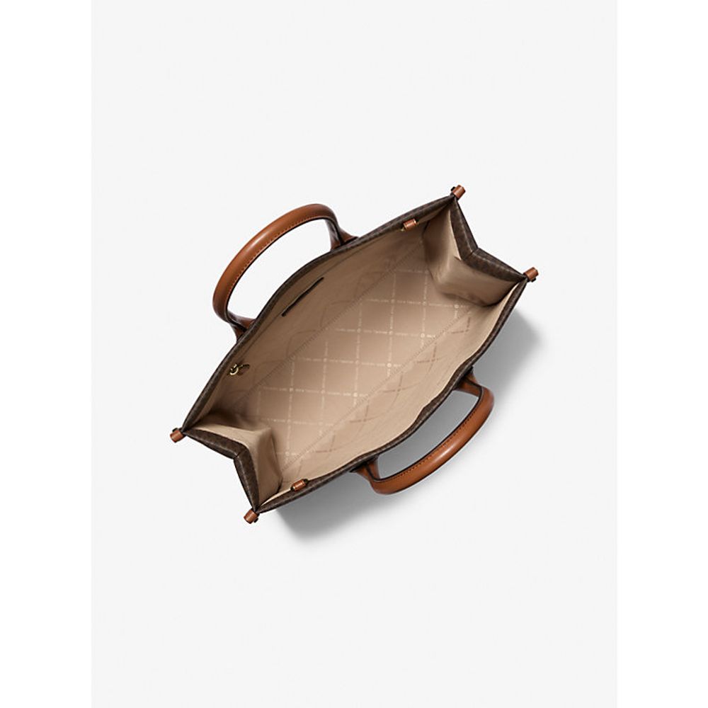 Michael Kors - Polished Logo Print Faux Fur Structured Shoulder Bag - Brown Michael Kors