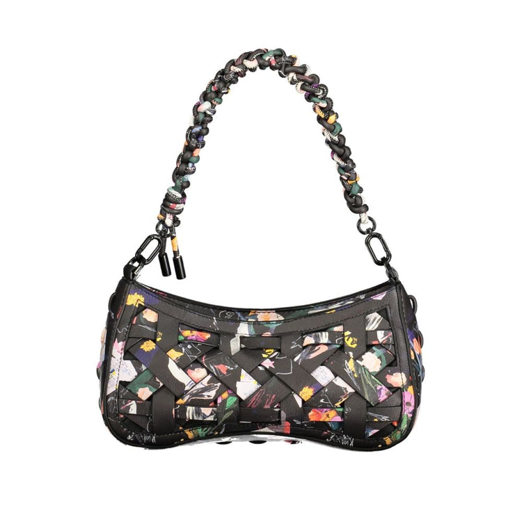 Desigual - Bold Braided Handle Woven Floral Shoulder Bag - Black Multi Desigual