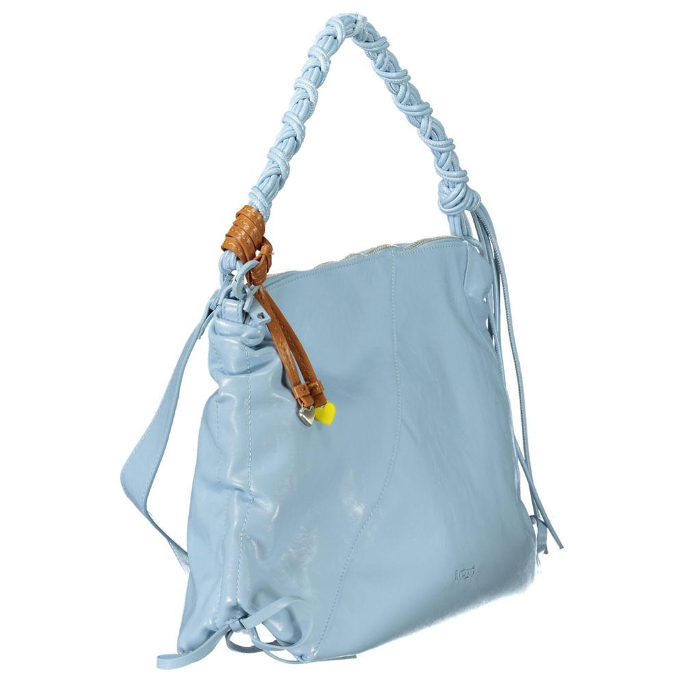 Desigual - Vibrant Braided Handle Glossy Shoulder Bag - Light Blue Desigual