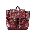 Desigual - Glossy Bow Detail Polyurethane Backpack - Burgundy Desigual