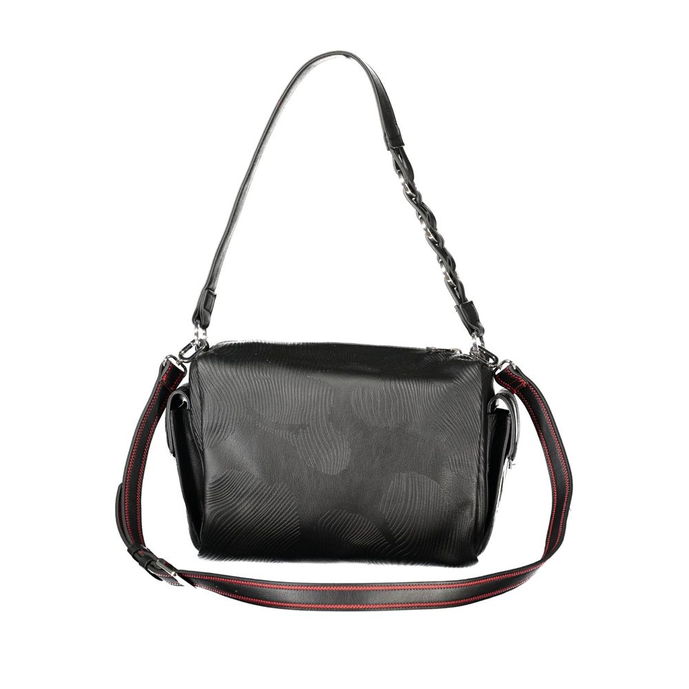 Desigual - Bold Embossed Floral Chain Shoulder Bag - Black Desigual