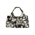 Desigual - Edgy Abstract Print Canvas Shoulder Bag With Buckles - Black Abstract Desigual