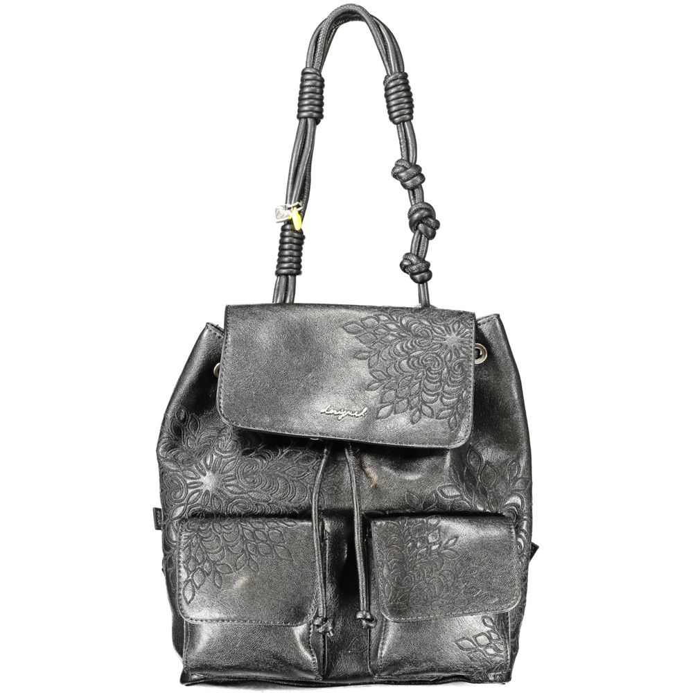 Desigual - Artistic Embossed Floral Mini Convertible Backpack - Black Desigual