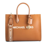 Michael Kors - Polished Logo Print Leather Shoulder Bag - Brown Michael Kors