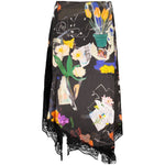 Desigual - Artistic Floral Collage Midi Skirt with Lace Hem - Black Multi Desigual