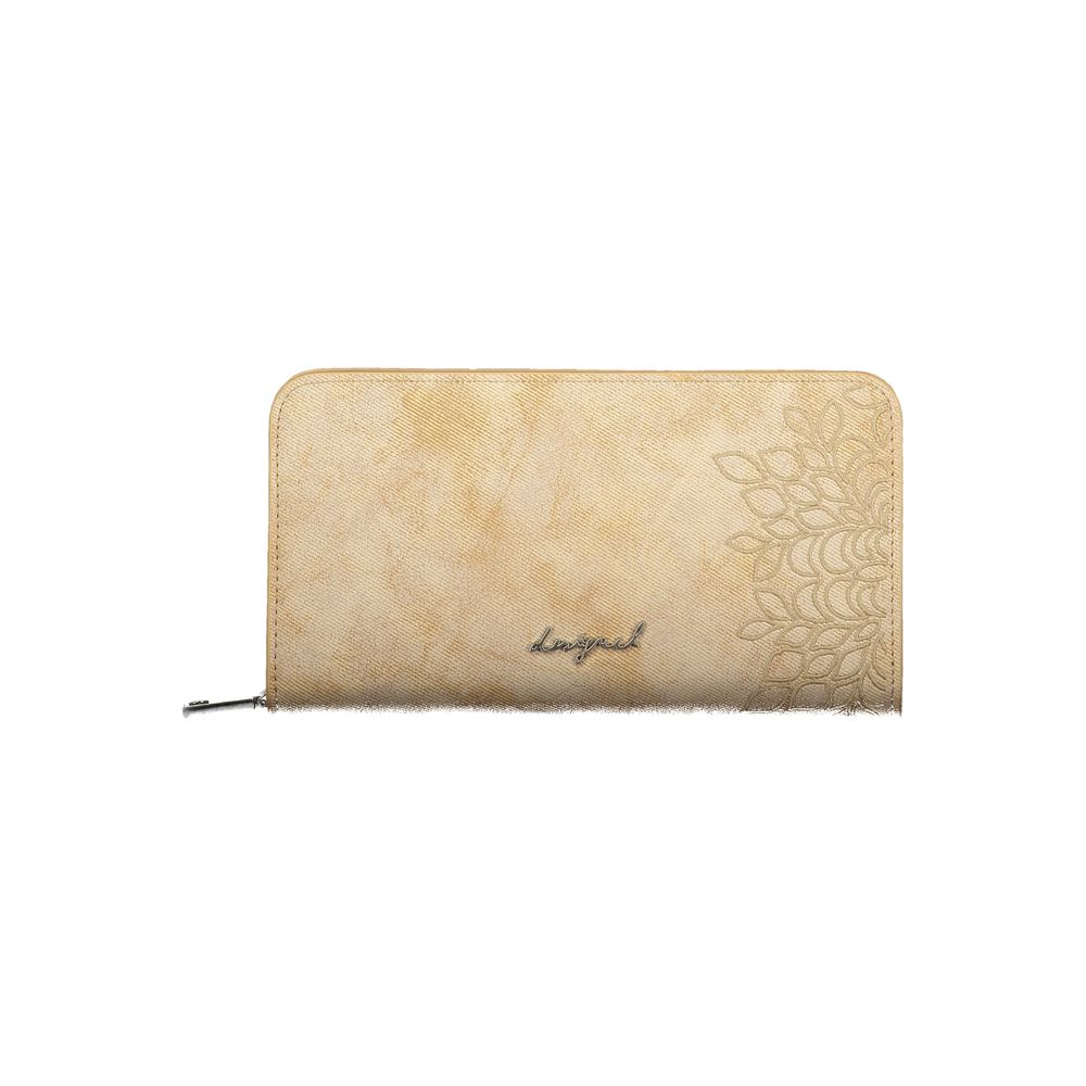 Desigual - Sophisticated Embossed Leaf Zip Wallet - Beige Desigual