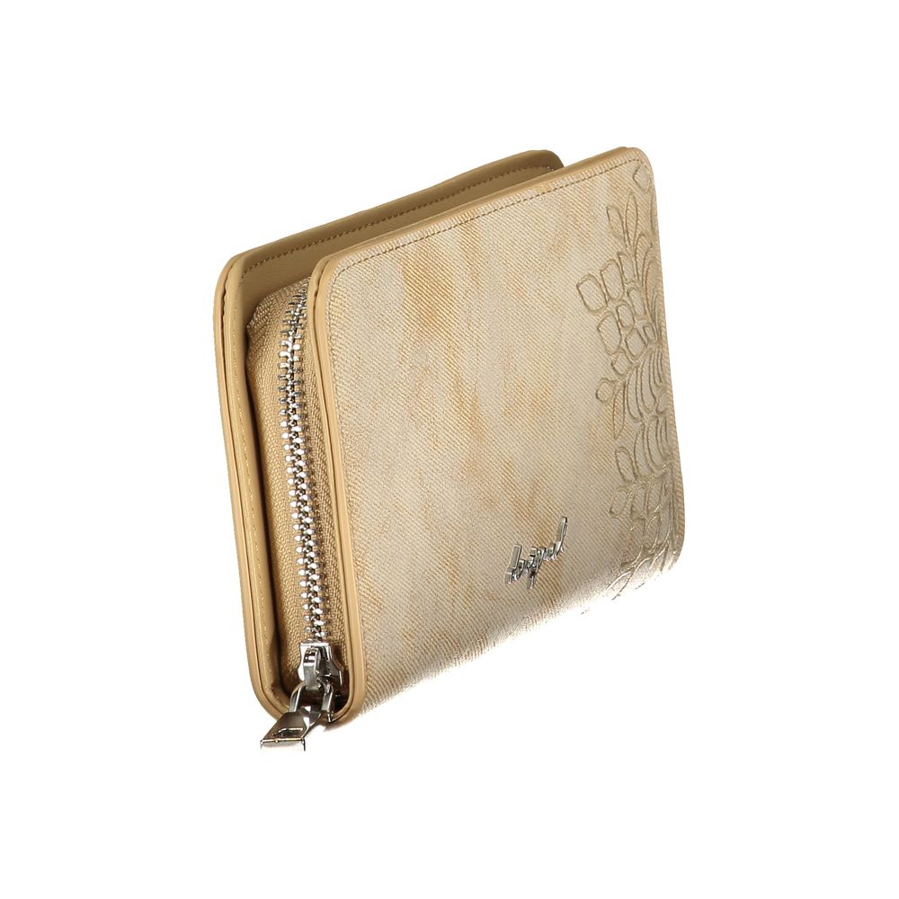 Desigual - Sophisticated Embossed Leaf Zip Wallet - Beige Desigual