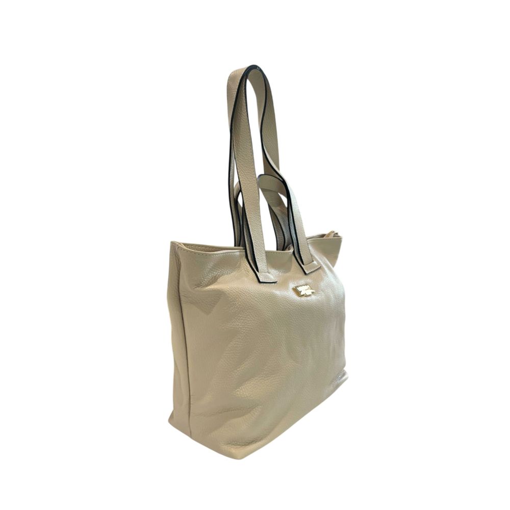Baldinini Trend - Polished Textured Cowhide Shoulder Bag - Beige Baldinini Trend