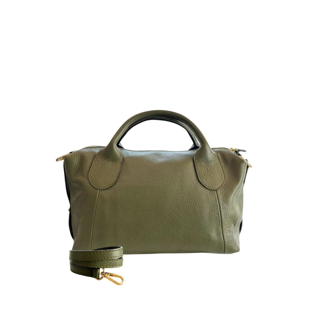 Baldinini Trend - Structured Textured Leather Top Handle Shoulder Bag - Olive Green Baldinini Trend