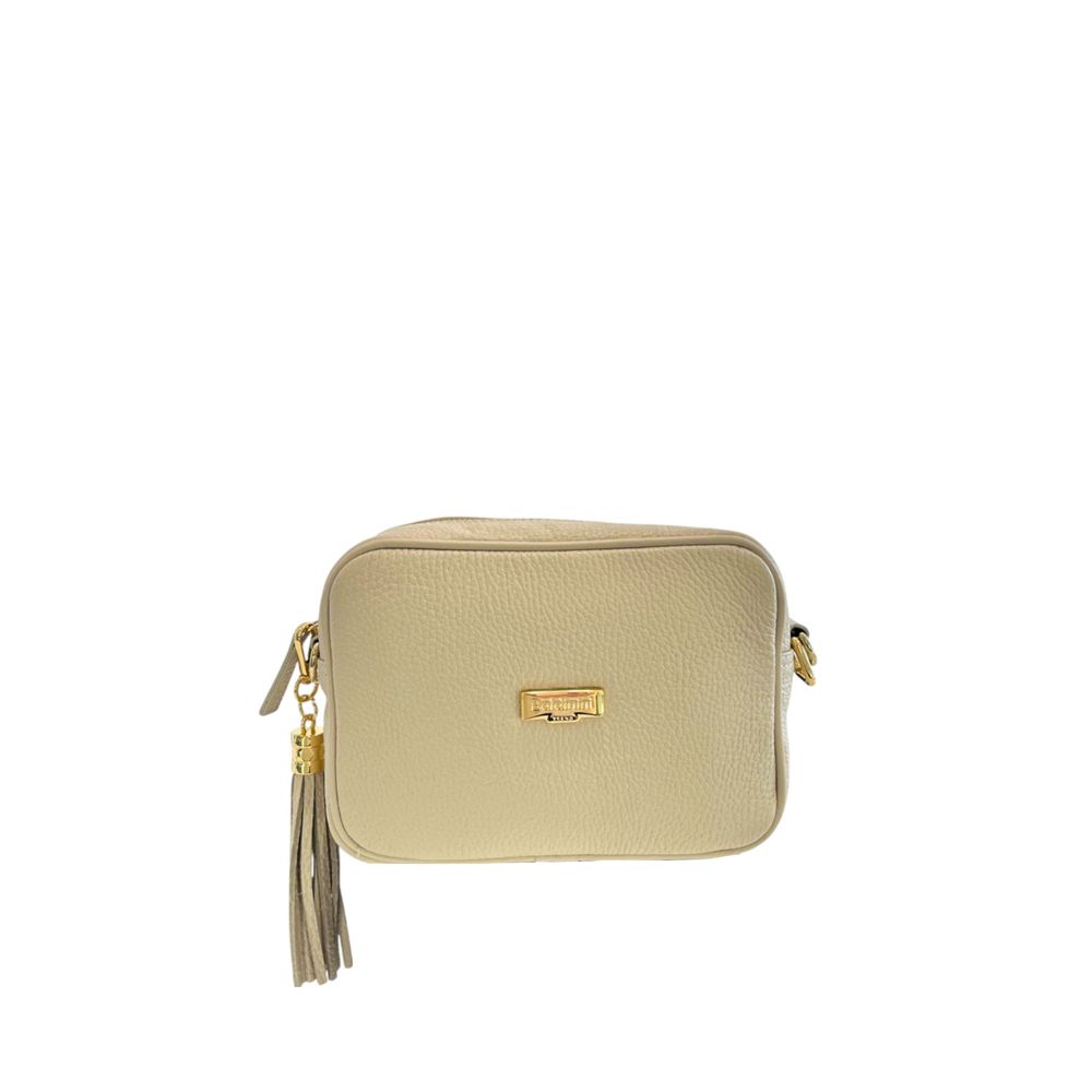 Baldinini Trend - Textured Cowhide Crossbody Bag with Fringe Tassel - Beige Baldinini Trend