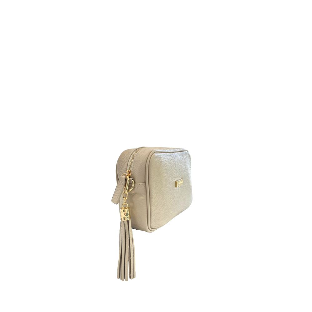 Baldinini Trend - Textured Cowhide Crossbody Bag with Fringe Tassel - Beige Baldinini Trend