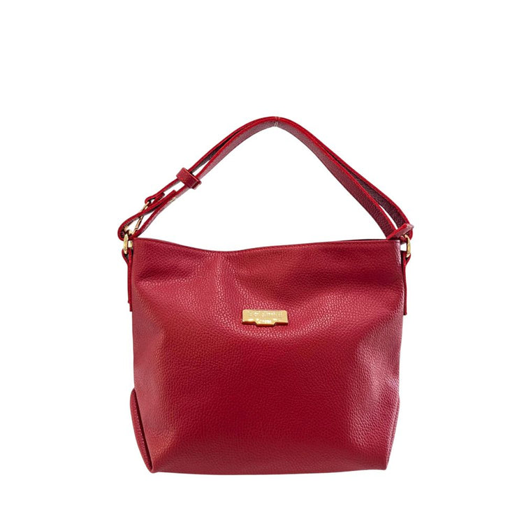 Baldinini Trend - Structured Textured Cowhide Shoulder Bag - Red Baldinini Trend