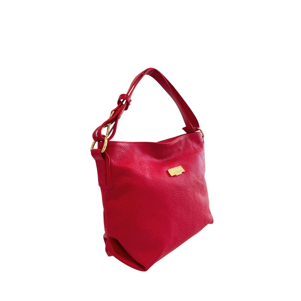 Baldinini Trend - Structured Textured Leather Shoulder Bag With Gold Hardware - Red Baldinini Trend