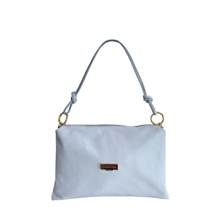 Baldinini Trend - Sleek Blue Cowhide Clutch Bag With Gold Hardware - Blue Baldinini Trend