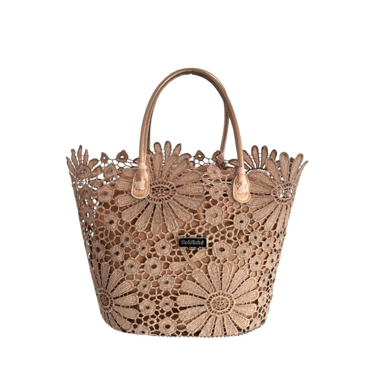 Baldinini Trend - Artistic Floral Openwork Basket Handbag - Brown Baldinini Trend