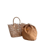 Baldinini Trend - Artistic Floral Openwork Basket Handbag - Brown Baldinini Trend