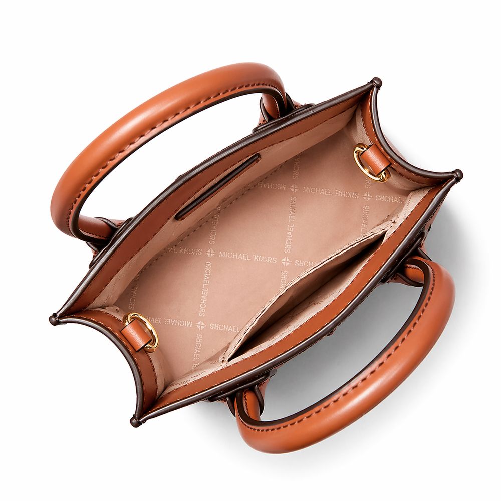 Michael Kors - Structured Monogram Mini Tote Bag - Brown Michael Kors