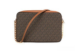 Michael Kors - Polished Saffiano Logo Crossbody Handbag - Brown Michael Kors