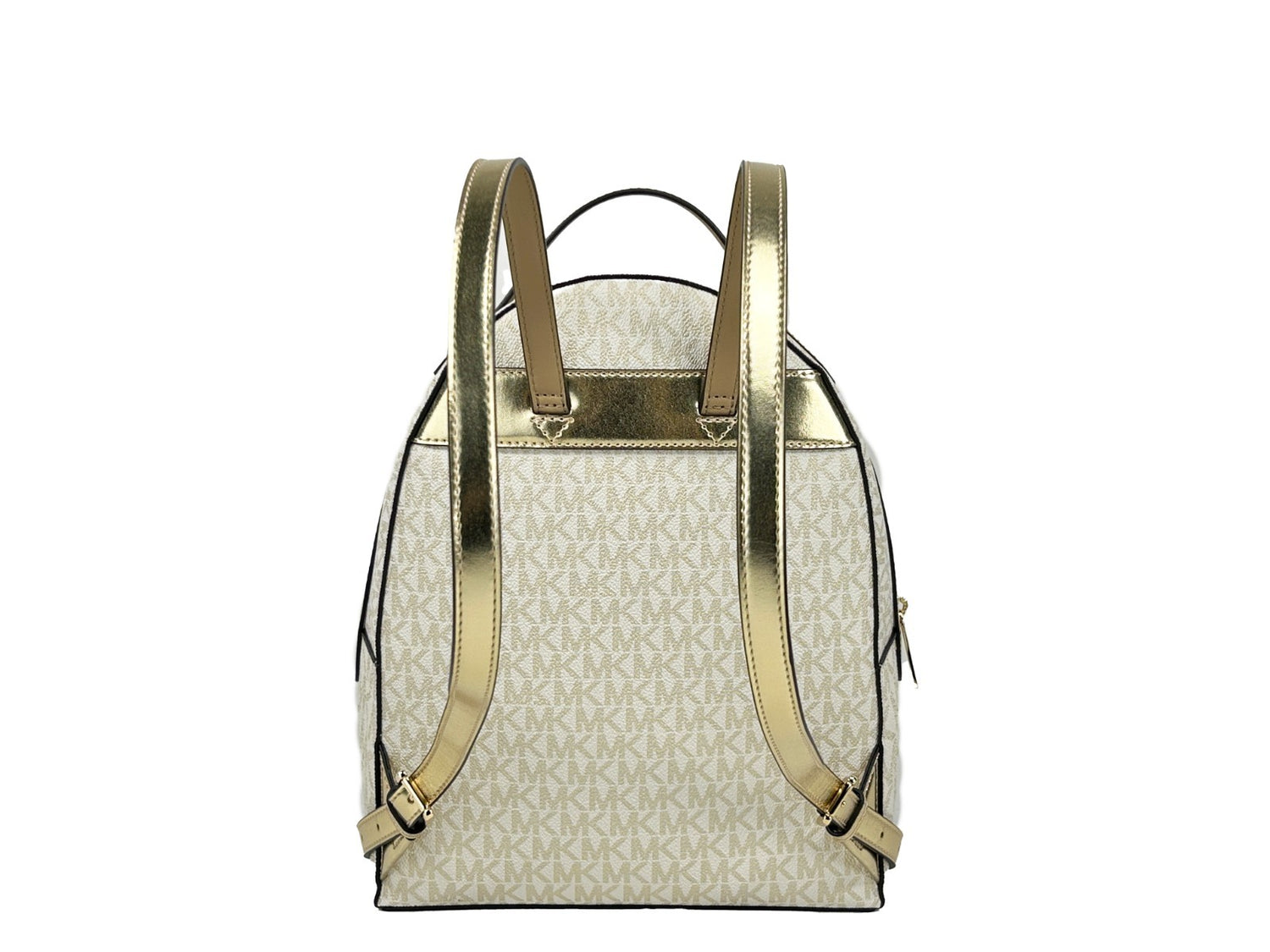 Michael Kors - Polished Logo Print Medium PVC Backpack - Beige Gold Michael Kors