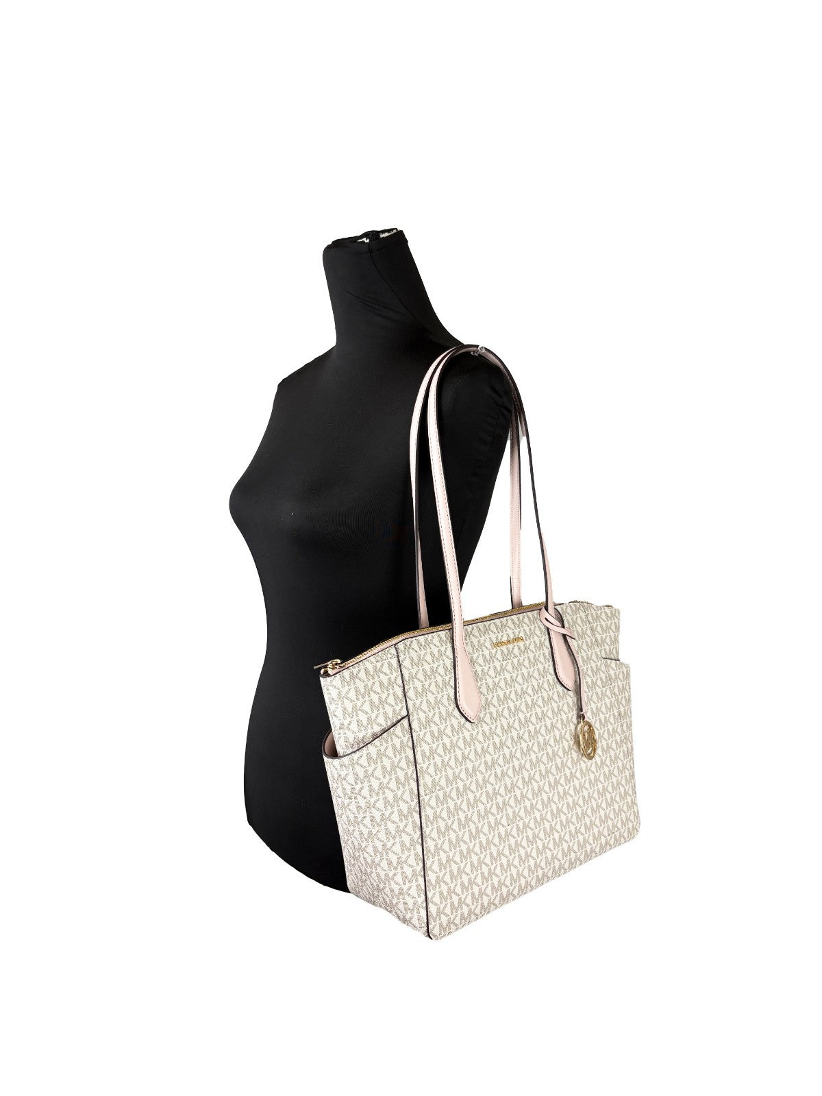 Michael Kors - Polished Signature Logo Medium Tote Bag - Vanilla Michael Kors