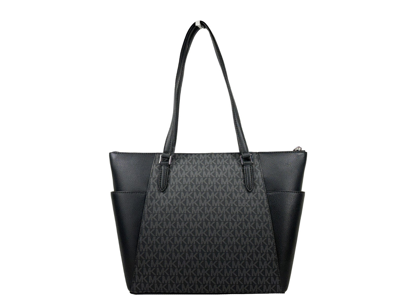 Michael Kors - Polished Saffiano Leather Logo Print Tote Bag - Black Signature Michael Kors