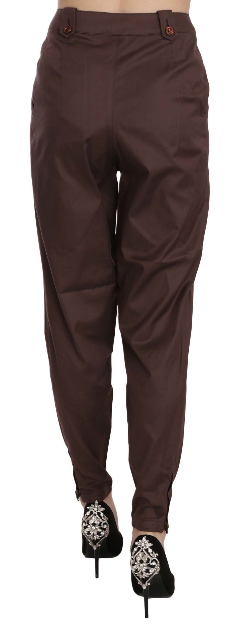 Just Cavalli - Sophisticated High Waist Tapered Formal Trousers - Brown Just Cavalli
