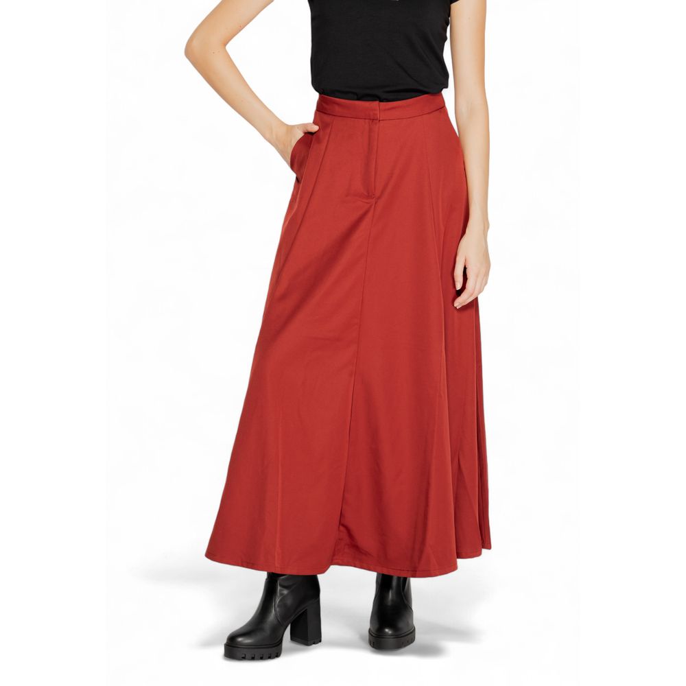 Vero Moda - Elegant High-Waist Flowy Maxi Skirt - Red Vero Moda