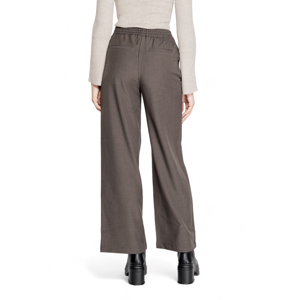 Only - Effortless High-Waist Wide Leg Palazzo Pant - Grey Only