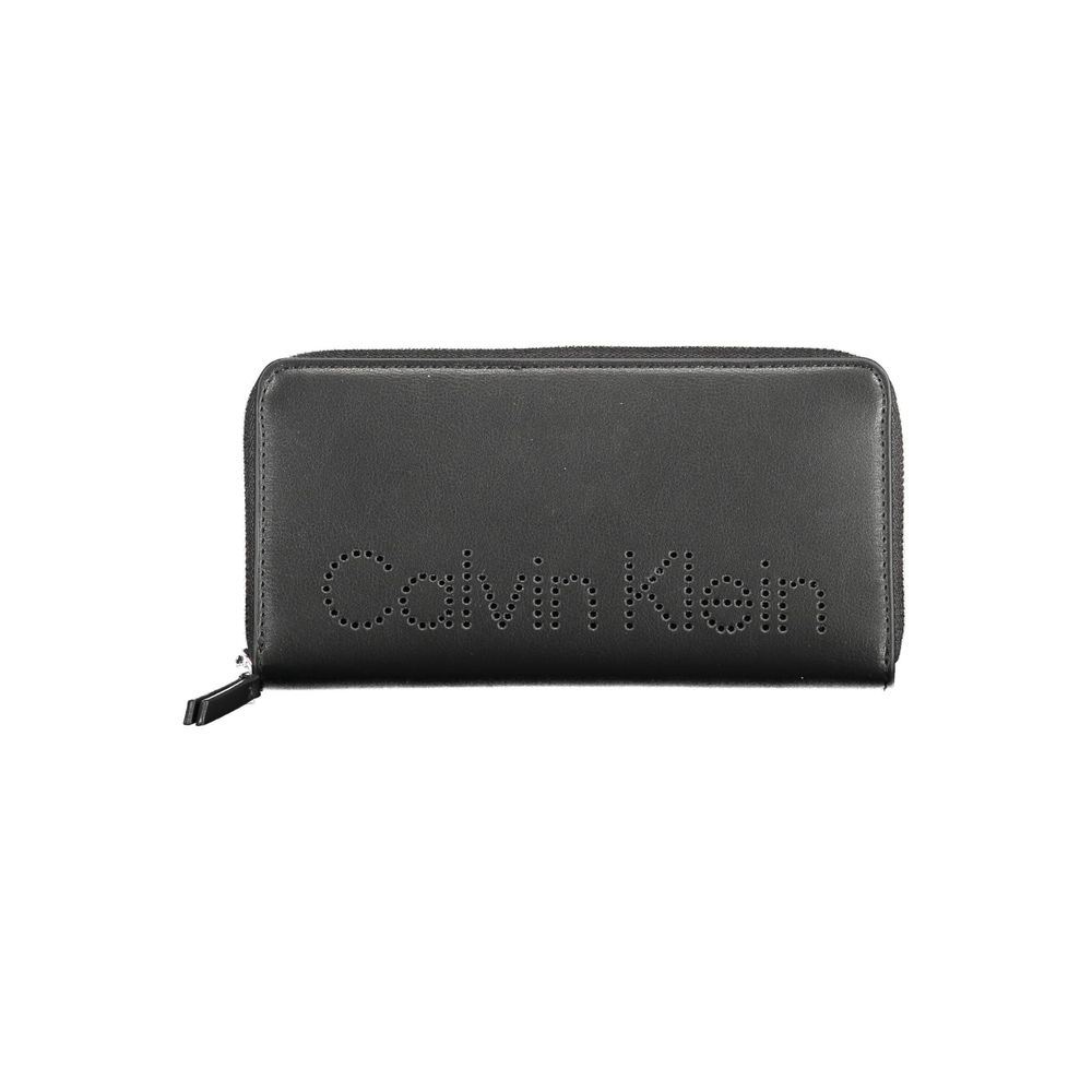 Calvin Klein - Sleek Polyethylene Zip Wallet With Perforated Logo - Black Calvin Klein