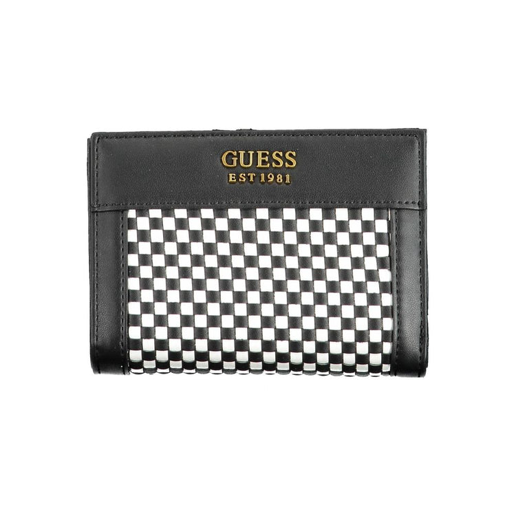 Guess Jeans - Sleek Woven Polyethylene Wallet with Coin Purse - Black White Check Guess Jeans