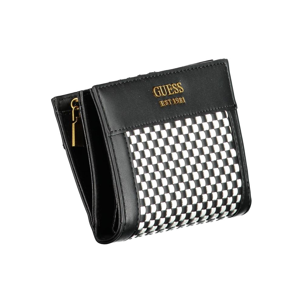 Guess Jeans - Sleek Woven Polyethylene Wallet with Coin Purse - Black White Check Guess Jeans