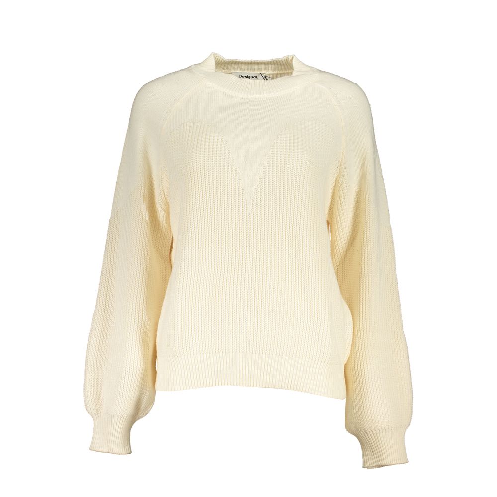Desigual - Relaxed Ribbed Knit Sweater - Off White Desigual