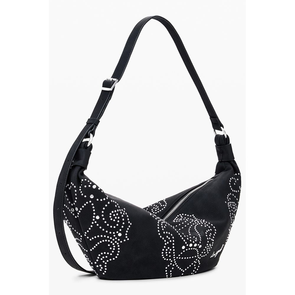 Desigual - Edgy Studded Graphic Print Shoulder Bag - Black Desigual