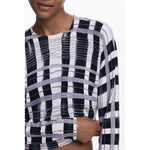 Desigual - Bold Geometric Ribbed Cropped Sweater - White Multi Desigual