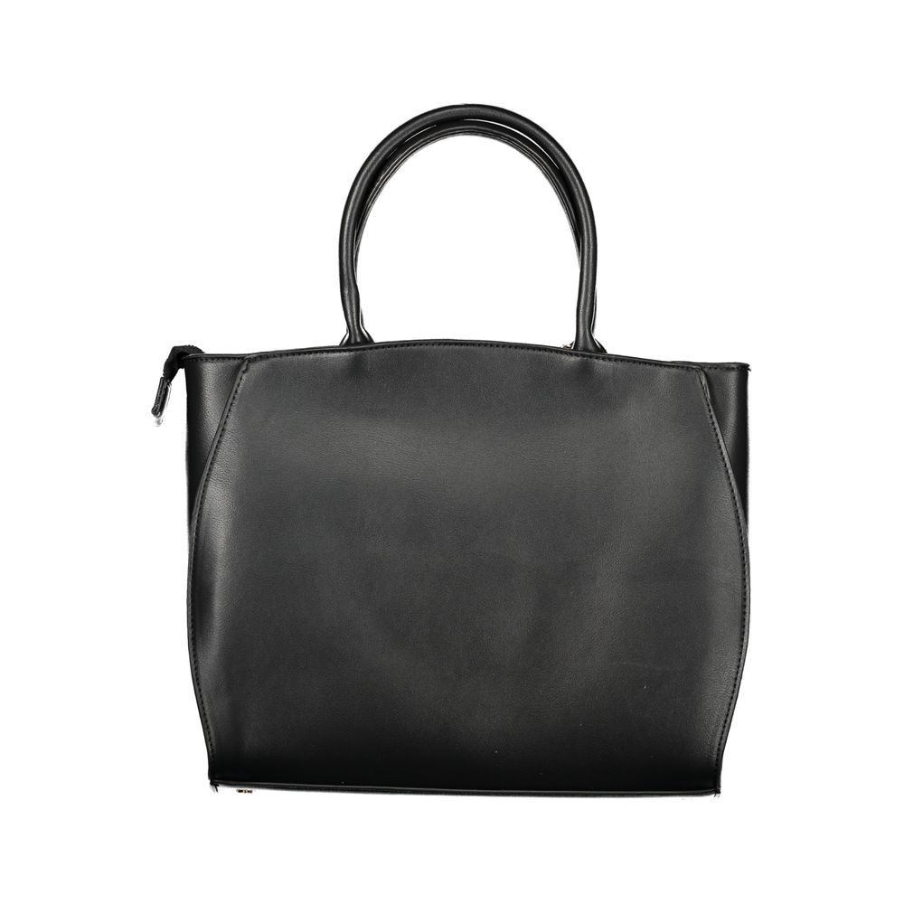Laura Biagiotti - Sophisticated Structured PVC Top Handle Bag with Floral Charm - Black Laura Biagiotti