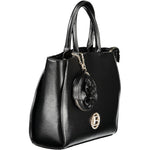Laura Biagiotti - Sophisticated Structured PVC Top Handle Bag with Floral Charm - Black Laura Biagiotti