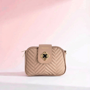 Baldinini Trend - Chic Quilted Chevron Crossbody Bag - Beige Baldinini Trend
