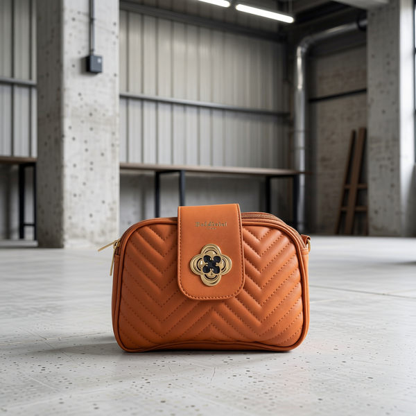 Baldinini Trend - Quilted Chevron Crossbody Bag - Brown Baldinini Trend