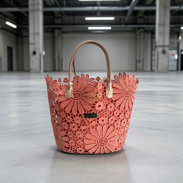 Baldinini Trend - Romantic Floral Openwork Basket Handbag - Pink Baldinini Trend