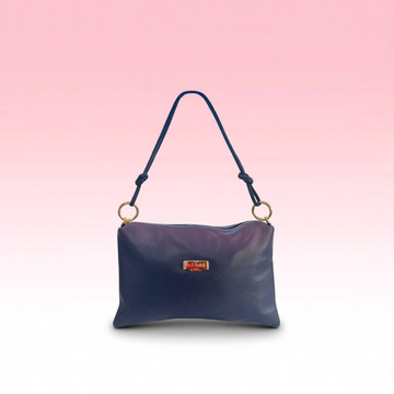 Baldinini Trend - Polished Blue Cowhide Convertible Clutch Bag - Blue Baldinini Trend