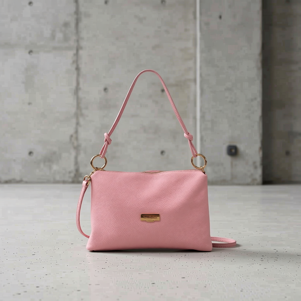 Baldinini Trend - Soft Pebbled Leather Knotted Strap Shoulder Clutch - Pink Baldinini Trend